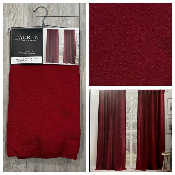 Ralph Lauren 54 x 96 Maceio Rhythmic Red Darkening Window Thermal Lined Curtains